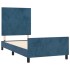 Estructura cama con cabecero terciopelo azul oscuro 80x200