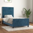 Estructura cama con cabecero terciopelo azul oscuro 90x200 cm