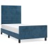 Estructura cama con cabecero terciopelo azul oscuro 90x190