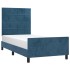 Estructura cama con cabecero terciopelo azul oscuro 90x190