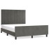 Estructura cama con cabecero terciopelo gris oscuro 140x190