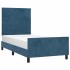 Estructura cama con cabecero terciopelo azul oscuro 90x190