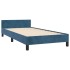 Estructura cama con cabecero terciopelo azul oscuro 90x190