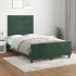 Estructura cama con cabecero terciopelo verde oscuro 120x200