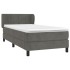 Cama box spring con colchón terciopelo gris oscuro 90x190