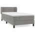 Cama box spring con colchón terciopelo gris claro 80x200