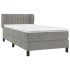 Cama box spring con colchón terciopelo gris claro 80x200