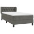 Cama box spring con colchón terciopelo gris oscuro 80x200