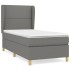 Cama box spring con colchón tela gris oscuro 90x190