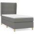 Cama box spring con colchón tela gris oscuro 90x200