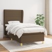 Cama box spring con colchón tela marrón oscuro 90x200 cm