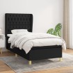 Cama box spring con colchón tela negro 90x200 cm