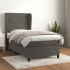 Cama box spring con colchón terciopelo gris oscuro 90x190