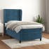 Cama box spring con colchón terciopelo azul oscuro 90x200