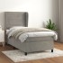 Cama box spring con colchón terciopelo gris claro 90x190