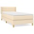 Cama box spring con colchón tela color crema 90x200