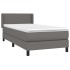 Cama box spring con colchón cuero sintético gris 90x190