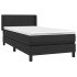 Cama box spring con colchón cuero sintético negro 90x190