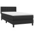 Cama box spring con colchón cuero sintético negro 90x190