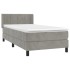 Cama box spring con colchón terciopelo gris claro 80x200