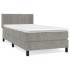 Cama box spring con colchón terciopelo gris claro 90x190