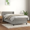 Cama box spring con colchón terciopelo gris claro 80x200 cm