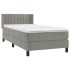 Cama box spring con colchón terciopelo gris claro 80x200