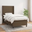 Cama box spring con colchón tela marrón oscuro 90x200 cm