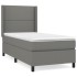 Cama box spring con colchón tela gris oscuro 90x200