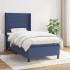 Cama box spring con colchón tela azul 90x200