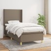 Cama box spring con colchón tela gris taupe 90x200 cm