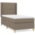 Cama box spring con colchón tela gris taupe 90x200