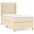 Cama box spring con colchón tela color crema 90x200