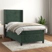 Cama box spring con colchón terciopelo verde oscuro 90x190 cm