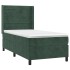 Cama box spring con colchón terciopelo verde oscuro 90x190