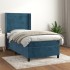 Cama box spring con colchón terciopelo azul oscuro 90x200