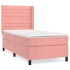 Cama box spring con colchón terciopelo rosa 100x200