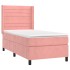 Cama box spring con colchón terciopelo rosa 100x200