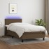 Cama box spring con colchón LED tela marrón oscuro 100x200