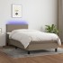 Cama box spring con colchón LED tela gris taupe 90x200