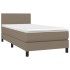 Cama box spring con colchón LED tela gris taupe 90x200