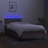 Cama box spring con colchón LED tela gris taupe 90x200