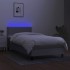 Cama box spring colchón y luces LED tela gris claro 90x190