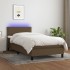 Cama box spring colchón luces LED tela marrón oscuro