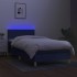 Cama box spring colchón y luces LED tela azul 100x200