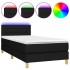 Cama box spring con colchón y LED tela negro 90x190