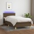 Cama box spring con colchón LED tela marrón oscuro 80x200