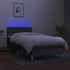 Cama box spring con colchón y LED tela gris oscuro 90x190