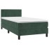 Cama box spring colchón y LED terciopelo verde oscuro 90x190