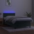 Cama box spring colchón y LED terciopelo verde oscuro 90x190